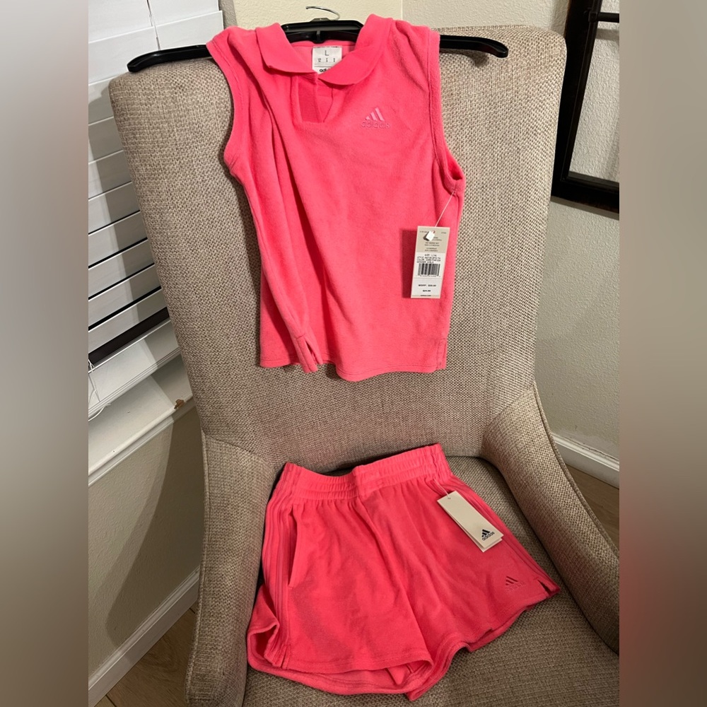Kids adidas pink set
